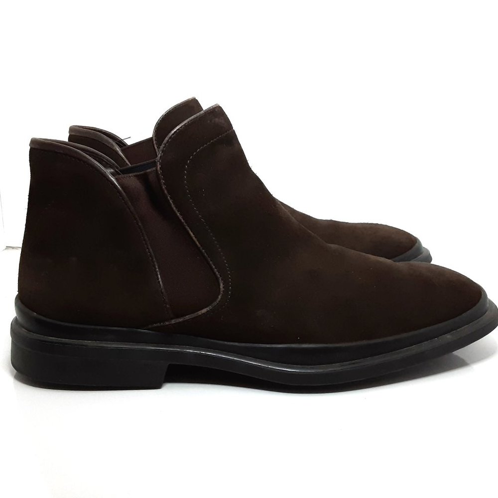 Hugo Boss Suede Chelsea Ankle Boots Men Size 10.5 Square Toe Slip On